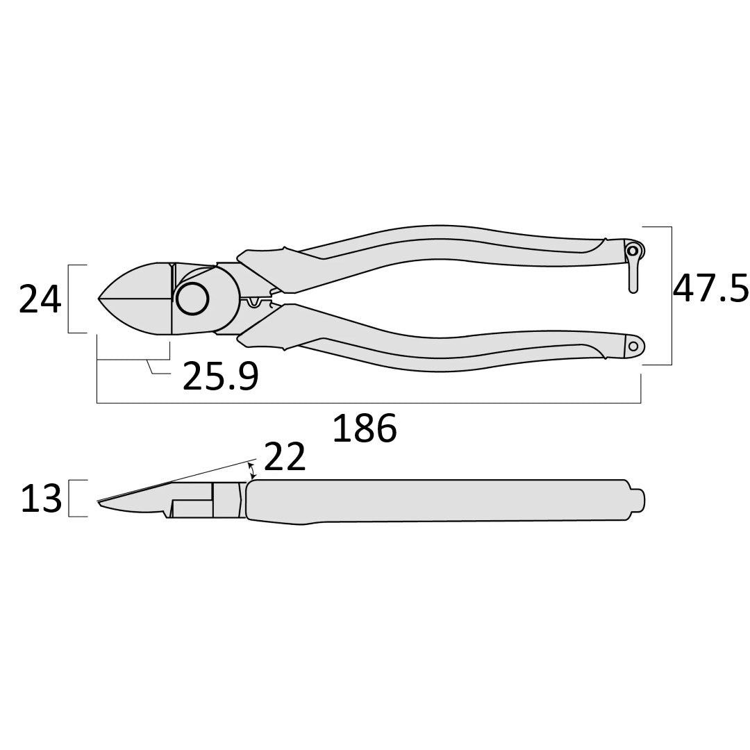 Fujiya Diagonal Flush Cutters 7700N-175BG Kurokin 186mm High-Leverage