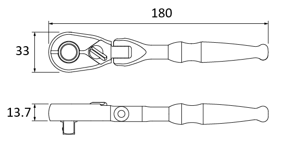 KTC BR390F 3/8" 90T 180mm Flex Ratchet Handle