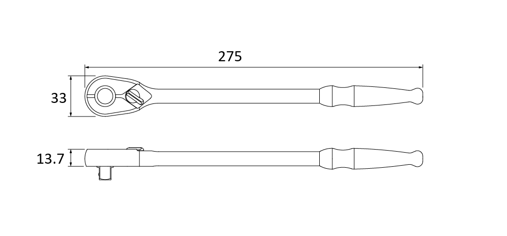 KTC BR390L 3/8" 90T 275mm Long Ratchet Handle