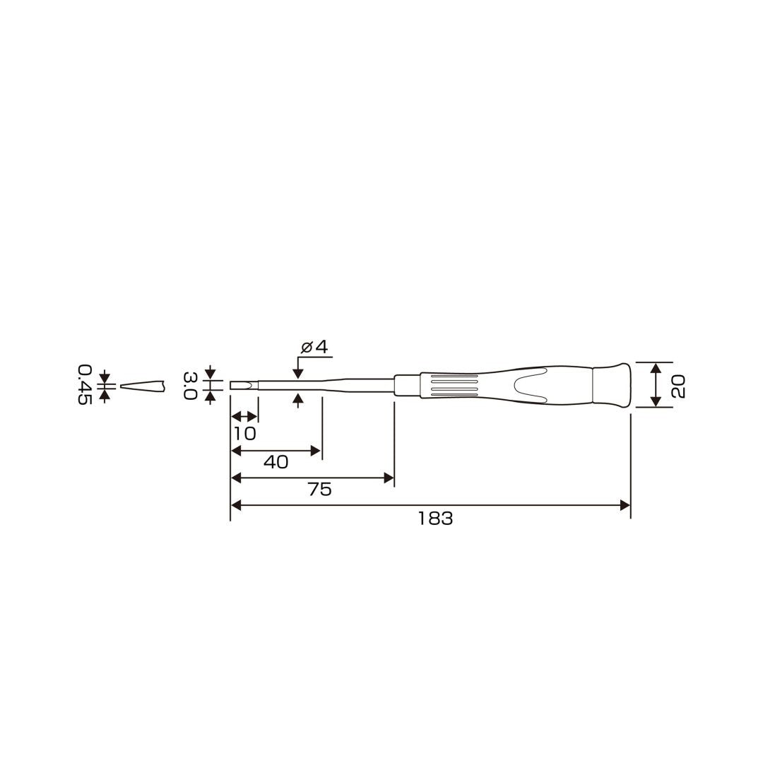 Anex 3590-3-75 Slotted 3mm x 75mm Insulated Precision Screwdriver