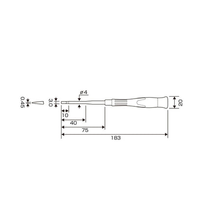 Anex 3590-3-75 Slotted 3mm x 75mm Insulated Precision Screwdriver