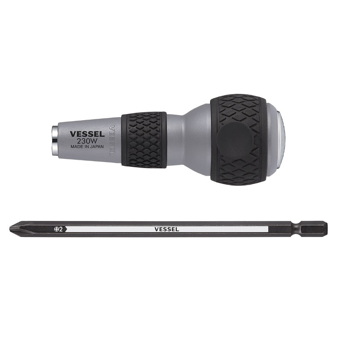 Vessel 230W-2 Thru-Tang Ball Grip Screwdriver w/ PH2 Bit