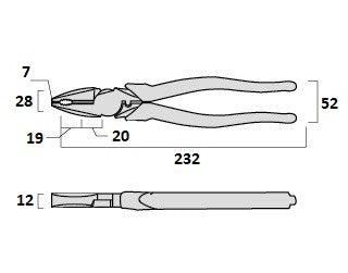 Fujiya Kurokin 3000N-225BG 232mm High Leverage Combination Pliers