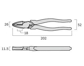 Fujiya 3300N-200 202mm "Zero-BLACK" High Leverage Combination Pliers