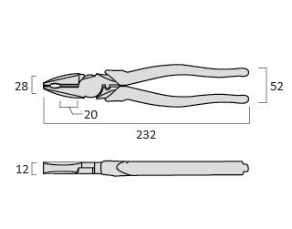 Fujiya 3300N-225 232mm "Zero-BLACK" High Leverage Combination Pliers