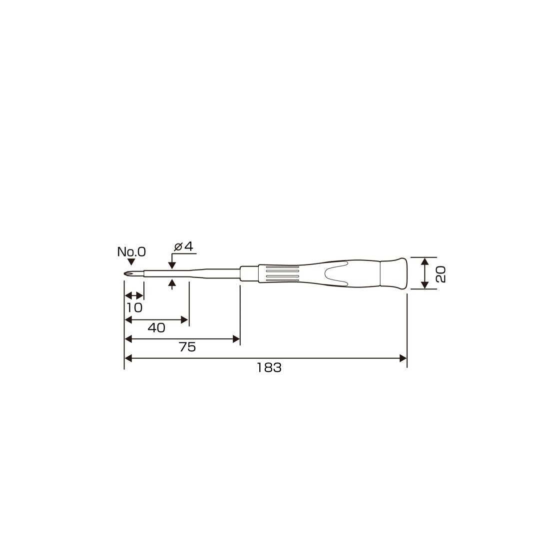 Anex 3590-0-75 PH0 x 75mm Insulated Precision Screwdriver