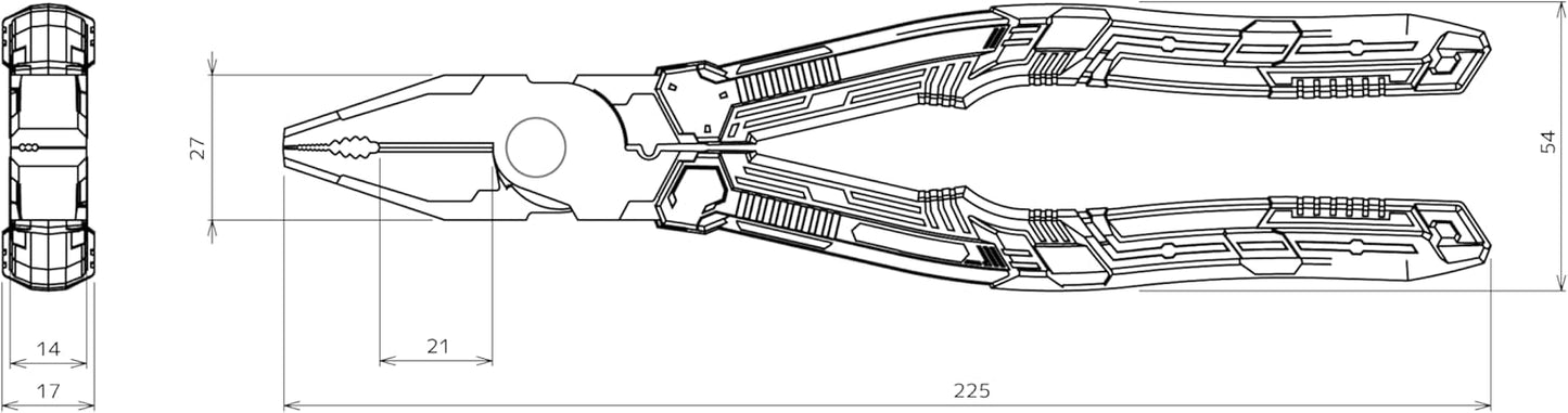 Engineer PZ-78 225mm Combination Pliers w/ Screw Remover