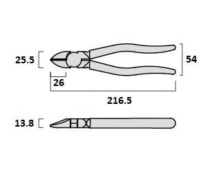 Fujiya Diagonal Cutters dimensions