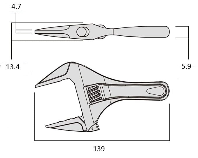 Fujiya Kurokin FLS-32-BG 139mm Stubby Adjustable Wrench