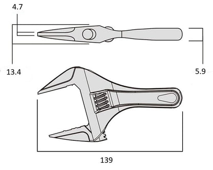 Fujiya Kurokin FLS-32-BG 139mm Stubby Adjustable Wrench