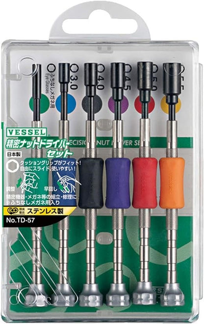 Vessel TD-57 Precision Nut Driver Set 6 Pieces