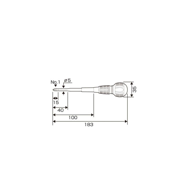 Anex 7900-1-100 PH1 x 100mm Insulated Ball Grip Screwdriver