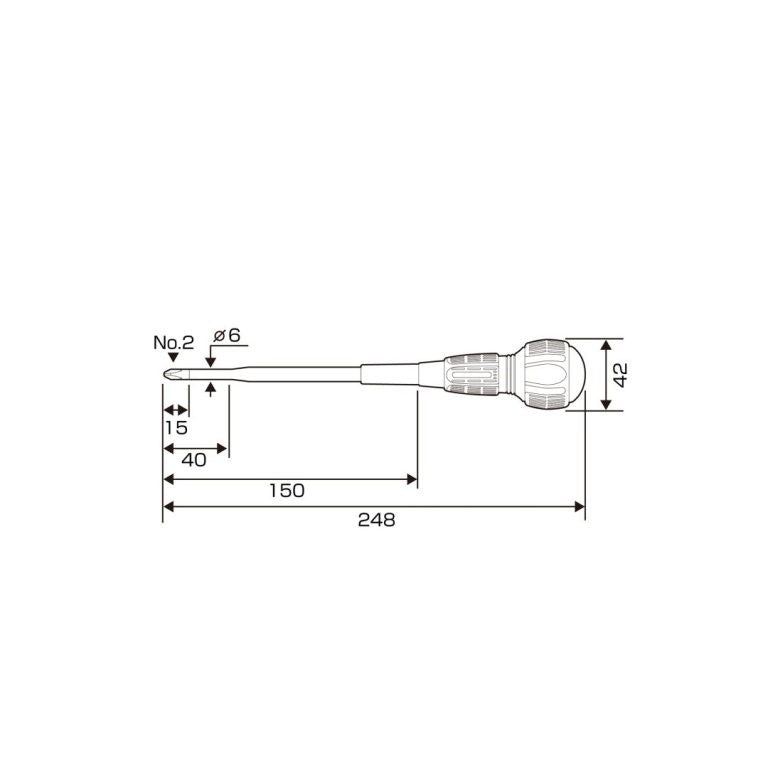 Anex 7900-2-150 PH2 x 150mm Insulated Ball Grip Screwdriver