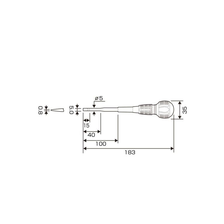 Anex 7900-5-100 Slotted 5mm x 100mm Insulated Ball Grip Screwdriver