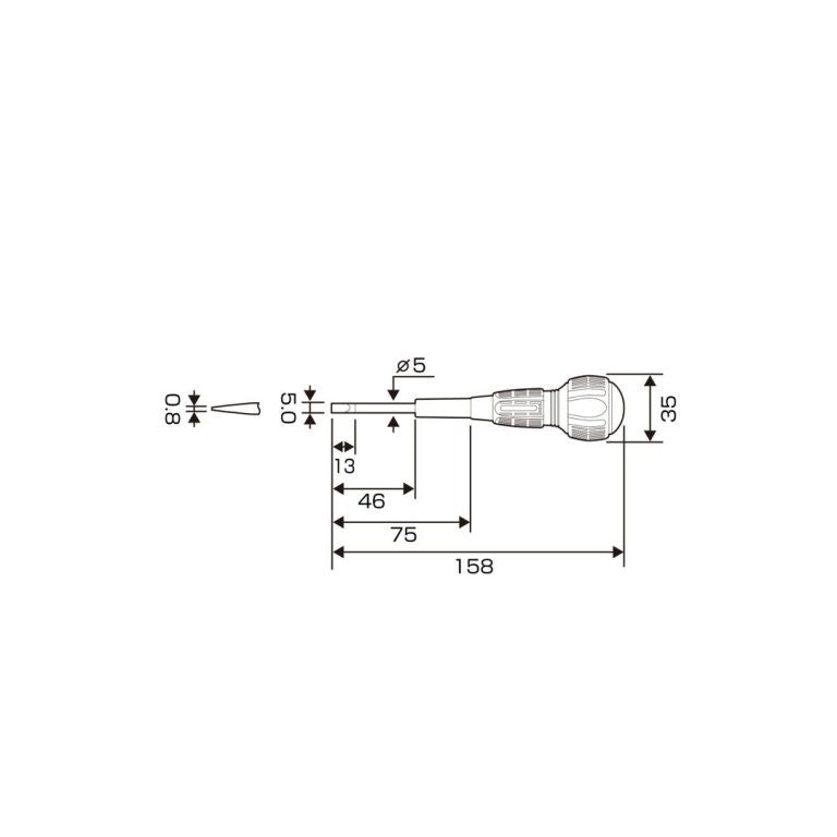 Anex 7900-5-75 Slotted 5mm x 75mm Insulated Ball Grip Screwdriver