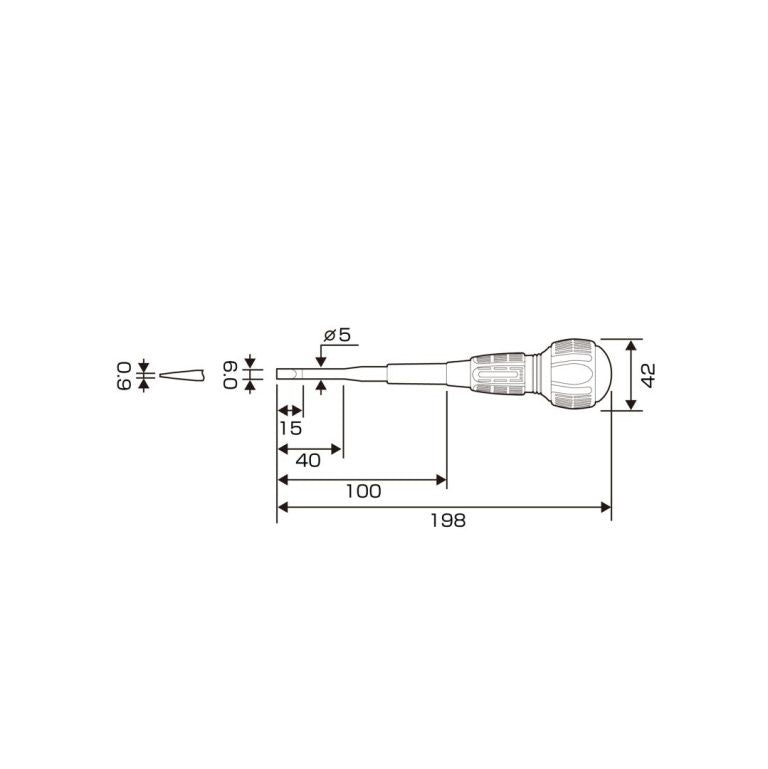 Anex 7900-6-100 Slotted 6mm x 100mm Insulated Ball Grip Screwdriver