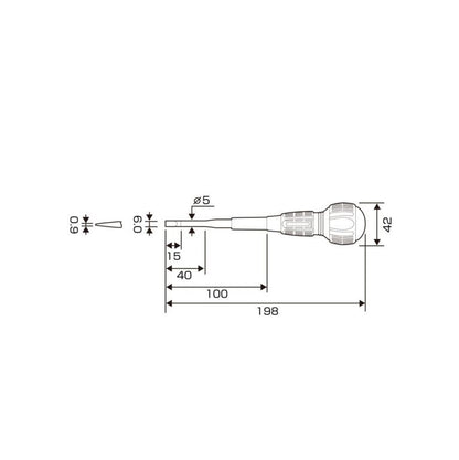 Anex 7900-6-100 Slotted 6mm x 100mm Insulated Ball Grip Screwdriver