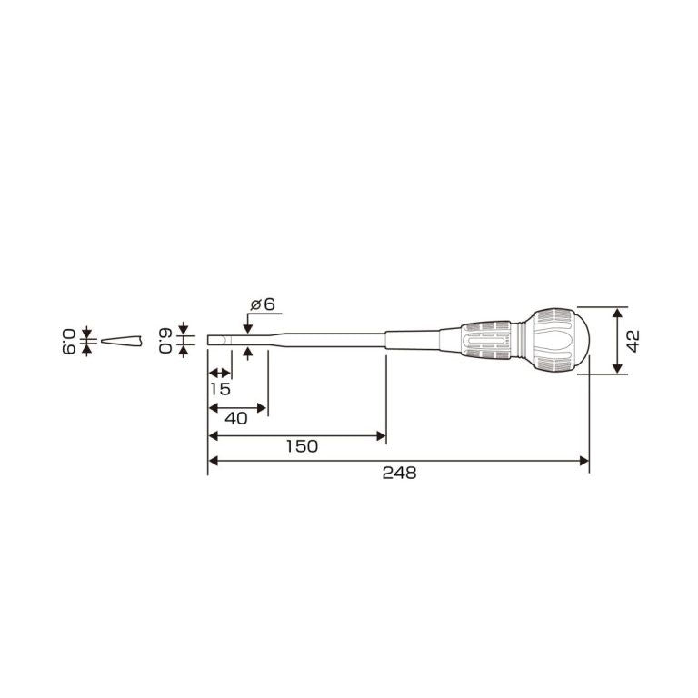 Anex 7900-6-150 Slotted 6mm x 150mm Insulated Ball Grip Screwdriver