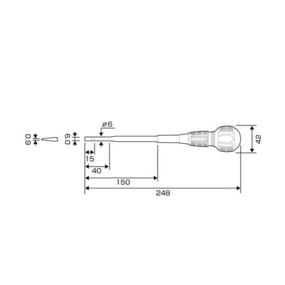 Anex 7900-6-150 Slotted 6mm x 150mm Insulated Ball Grip Screwdriver