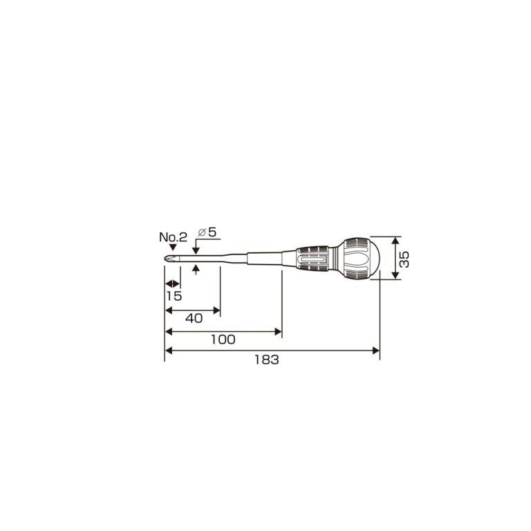 Anex 7920-2-100 PH2 x 100mm Extra Slim Insulated Ball Grip Screwdriver