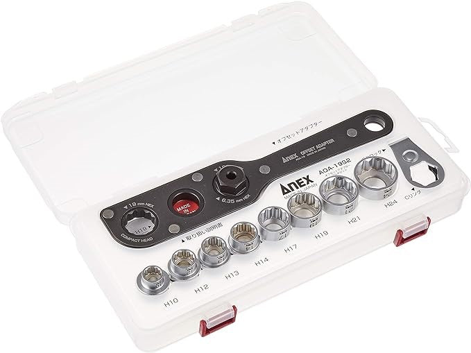 Anex AOA-19S2 Offset Adaptor Socket Set 12 Pieces | Kaiju Tools