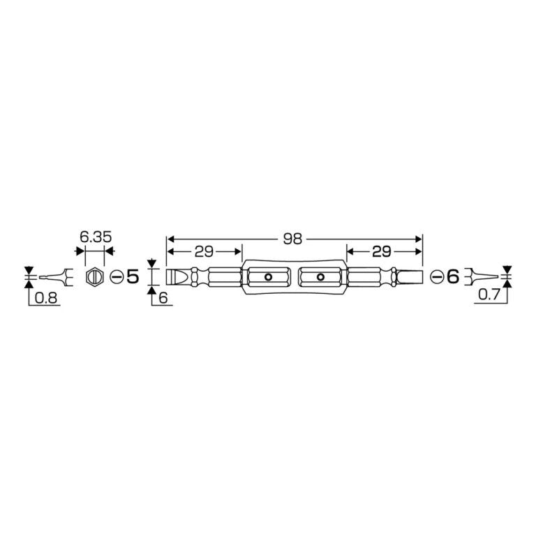 Anex AZM-5698 Double headed Slotted 5mm/6mm x 98mm Insulated Bit