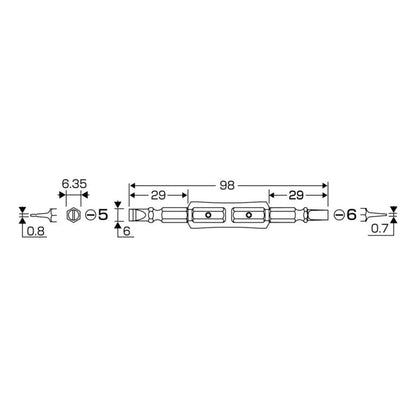 Anex AZM-5698 Double headed Slotted 5mm/6mm x 98mm Insulated Bit