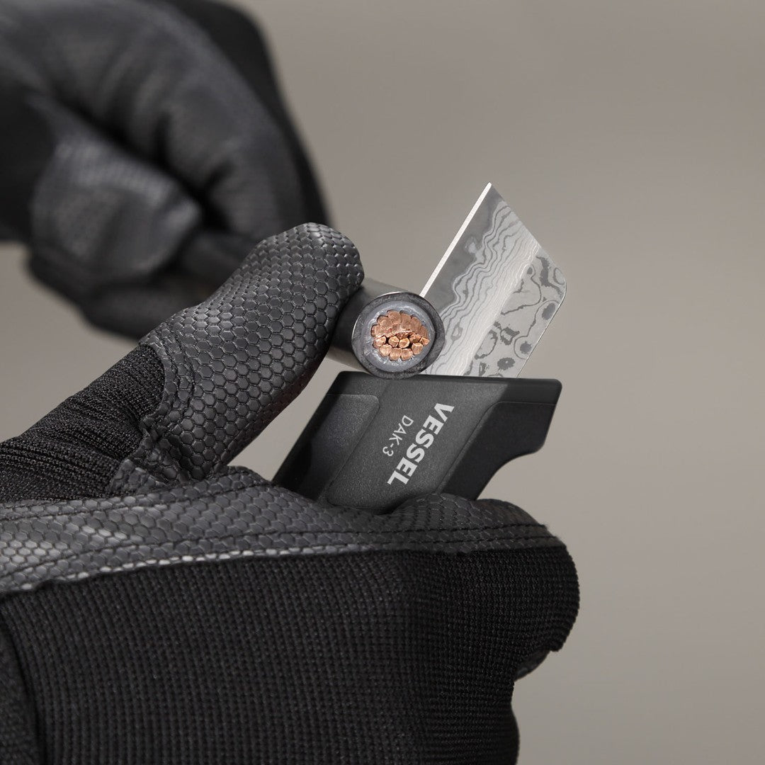 Vessel DAK-3 Adjustable Damascus Steel Electricians Knife