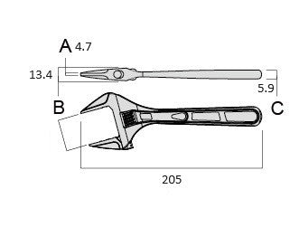 Fujiya Kurokin FLA-32-BG 205mm Ultra Light Adjustable Wrench