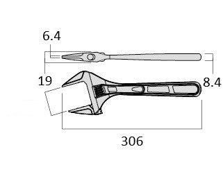 Fujiya Kurokin FLA-53-BG 306mm Ultra Light Adjustable Wrench