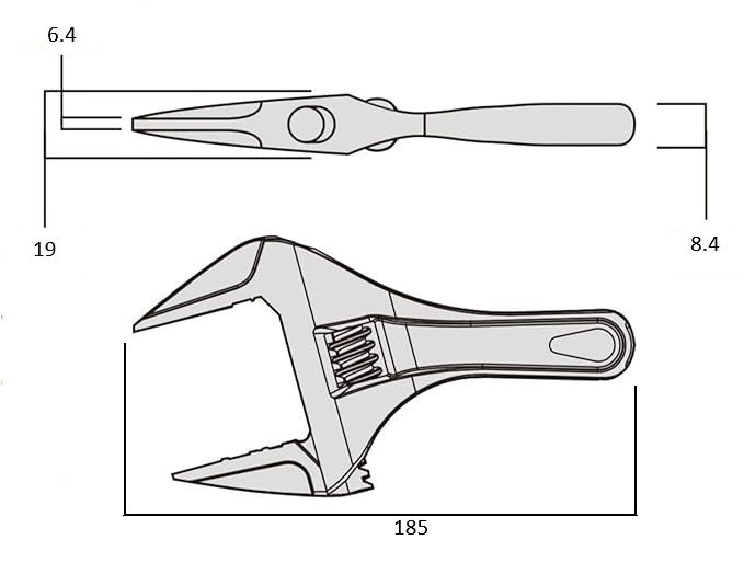 Fujiya Kurokin FLS-53-BG 185mm Stubby Adjustable Wrench