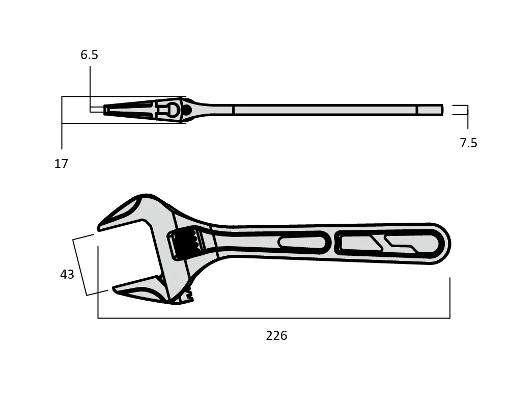 Fujiya Kurokin FLA-43-BG 256mm Ultra Light Adjustable Wrench