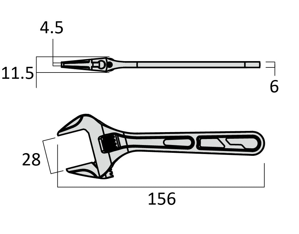 Fujiya Kurokin FTA-28-BG 156mm Ultra Light Adjustable Wrench - Smooth