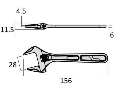 Fujiya Kurokin FTA-28-BG 156mm Ultra Light Adjustable Wrench - Smooth
