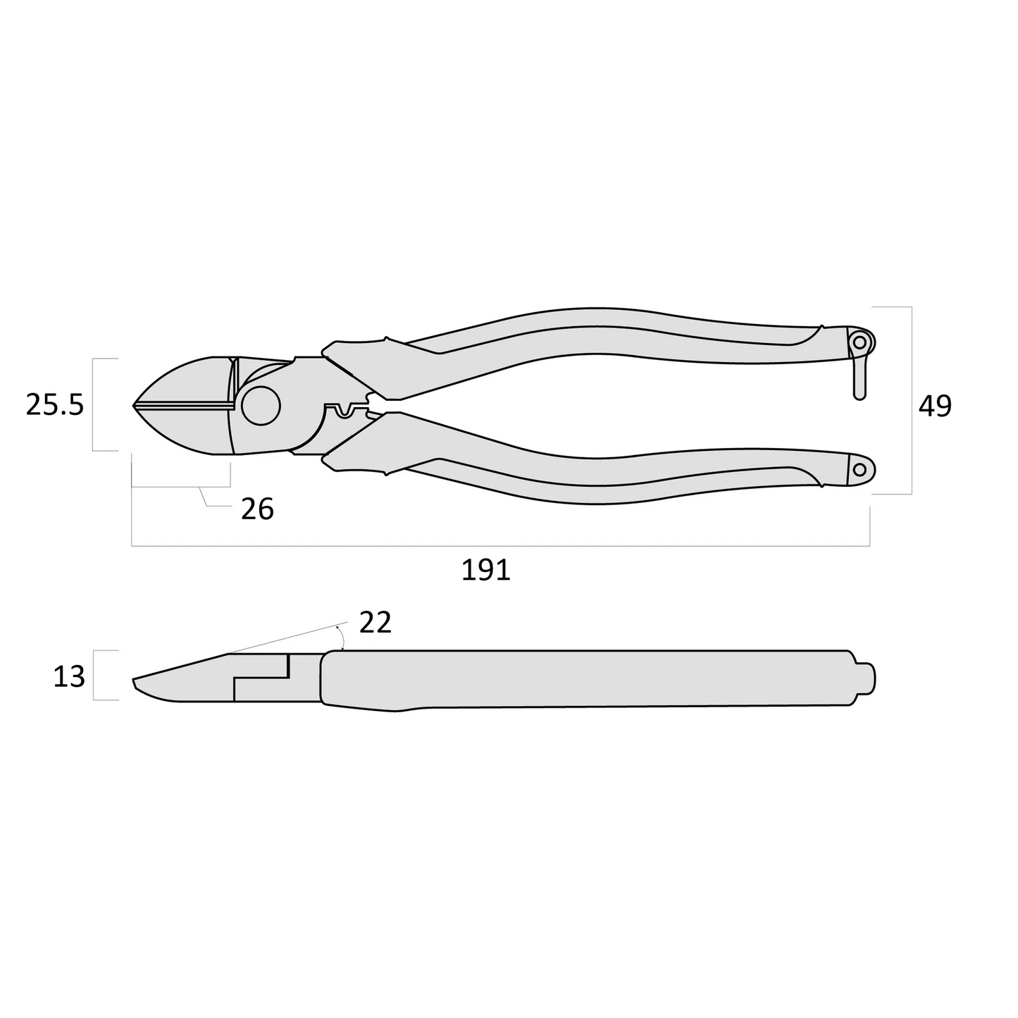 Fujiya Diagonal Cutters 700N-175BG Kurokin 191mm High-Leverage