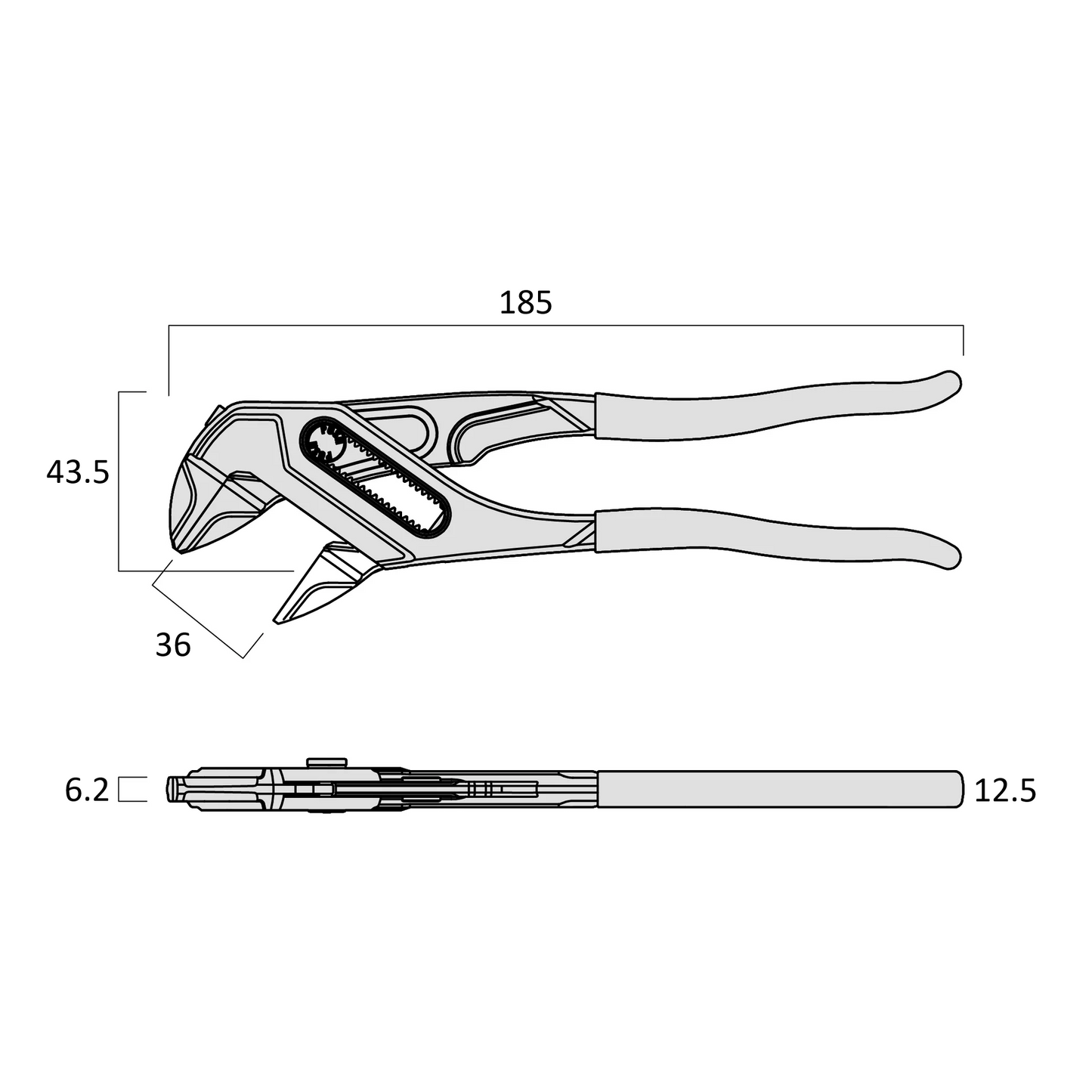 Fujiya Kurokin FLM-35-BG 185mm Adjustable Pliers