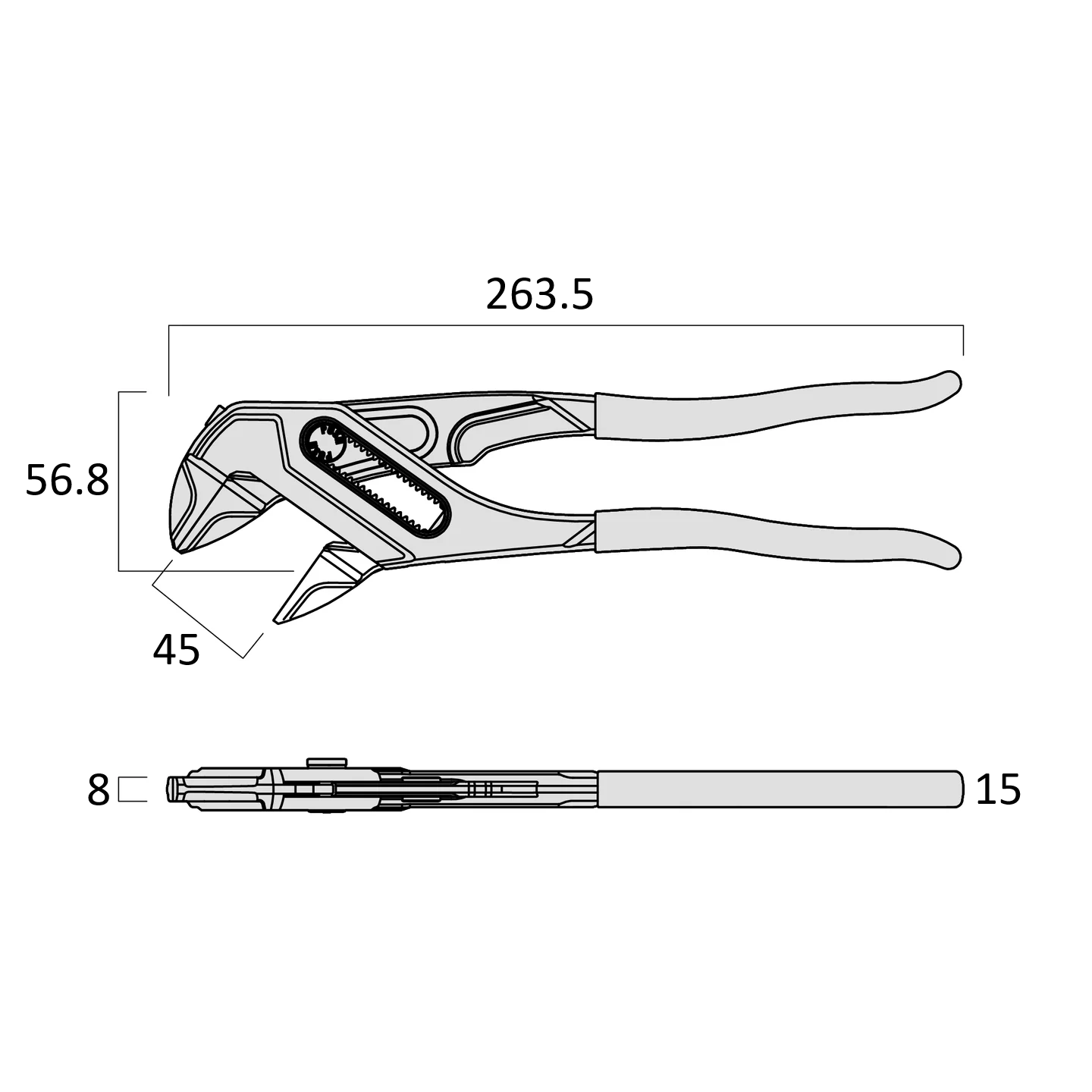Fujiya Kurokin FLM-45-BG 264mm Adjustable Pliers