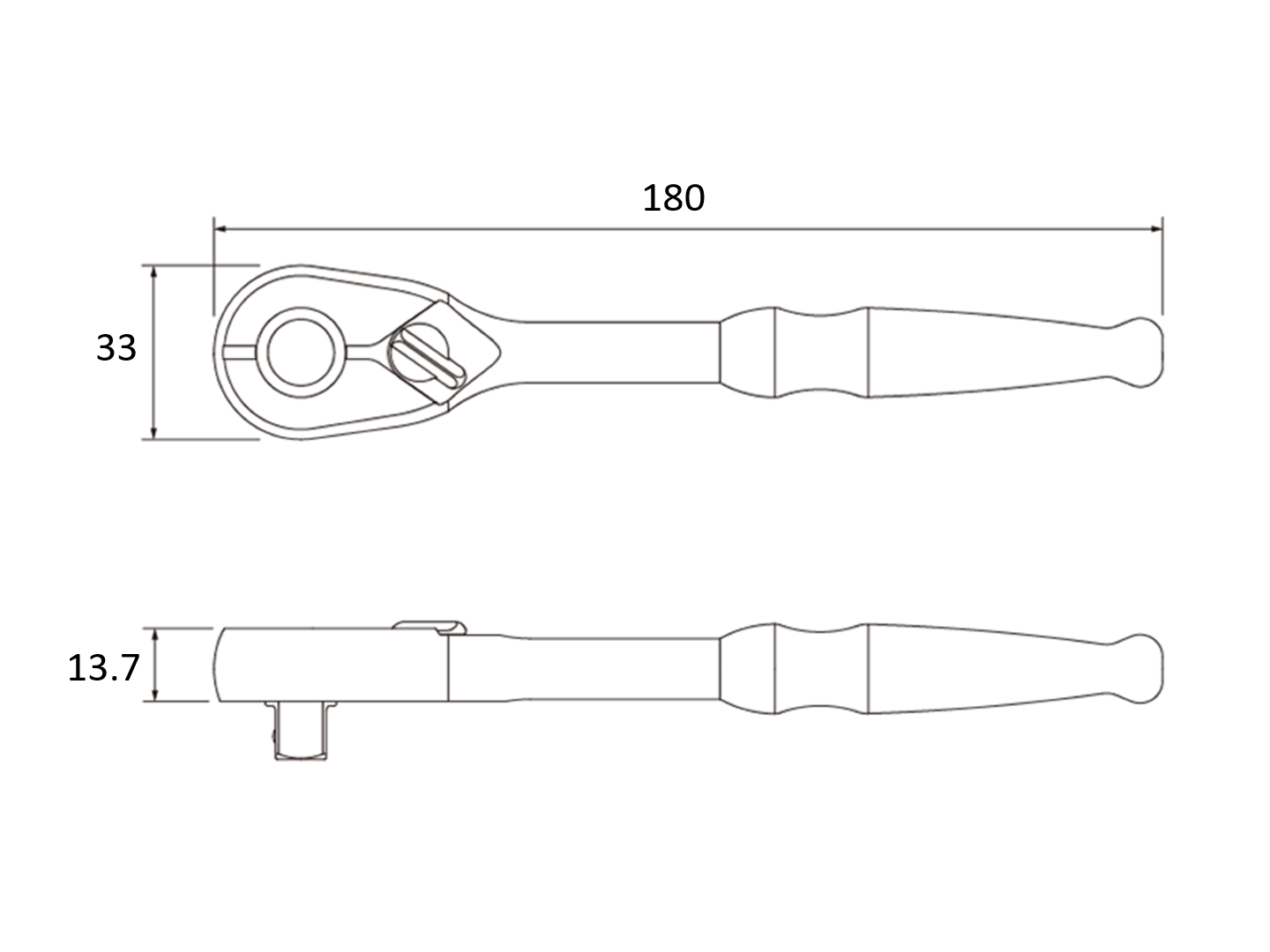 KTC BR390 3/8" 90T 180mm Ratchet Handle