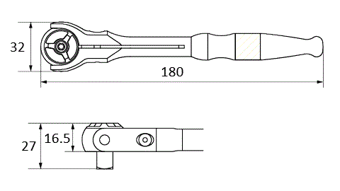 KTC BRSW3 3/8" 72T 180mm Swivel Ratchet Handle