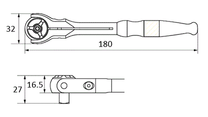 KTC BRSW3 3/8" 72T 180mm Swivel Ratchet Handle