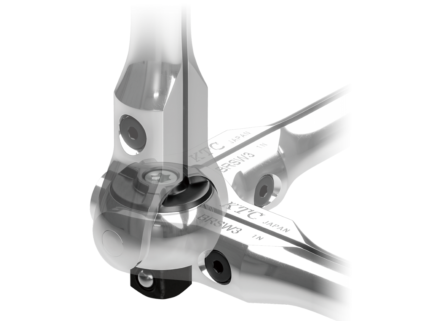 KTC BRSW3L 3/8" 72T 300mm Long Swivel Ratchet Handle