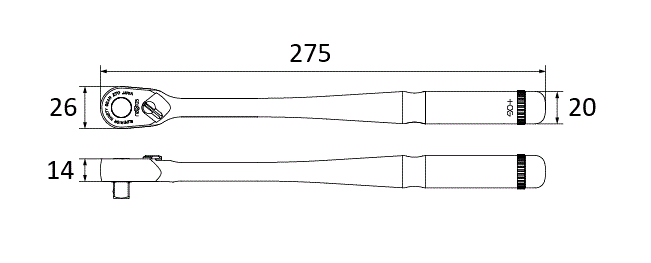 KTC Nepros NBR390AL 3/8" 90T 275mm Long Ratchet Handle